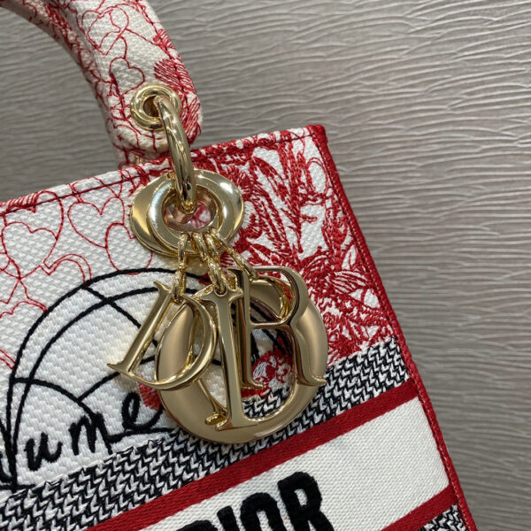 Christian Dior Medium Lady D-Lite Bag 24cm Red - Image 8