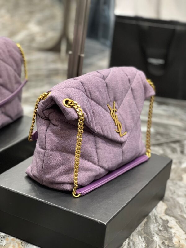 Saint Laurent Puffer Small Chain Bag In Denim 35cm - Image 8