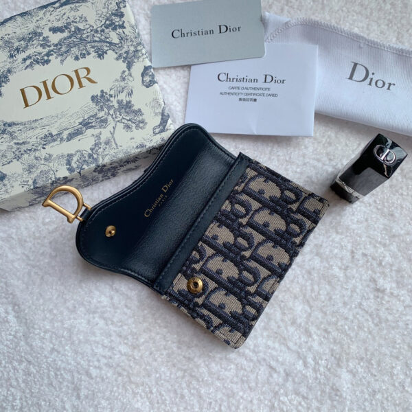 Christian Dior Saddle Flap Card Holder Black Wallet 11cm - Image 6