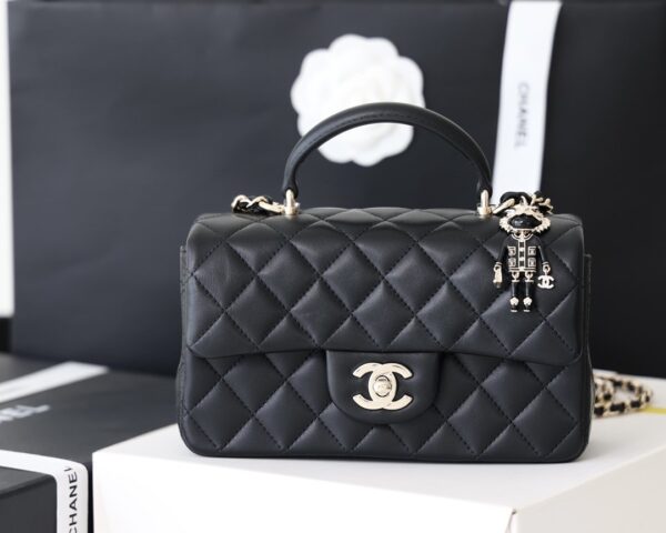 Chanel Mini Flapbag With Top Handle AS2431 20cm Black