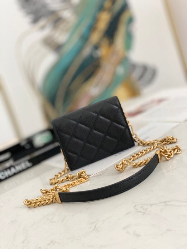 Chanel Flap Bag Mini Gold 12cm Black - Image 6