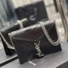 Saint Laurent Cassandra Medium Chain Bag In Grain De Poudre Embossed 22cm Black - Image 5