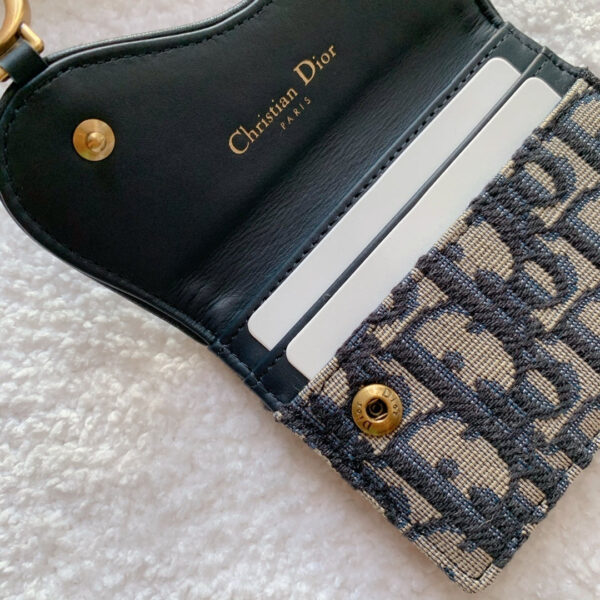 Christian Dior Saddle Flap Card Holder Black Wallet 11cm - Image 8