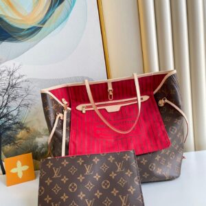 Louis Vuitton Neverfull MM Bag 32cm Damier Azur Canvas Fall/Winter Collection N41361, Red