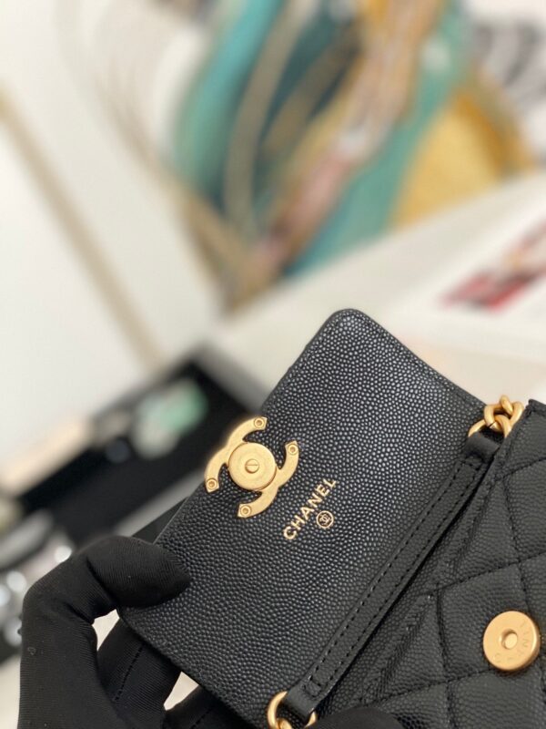 Chanel Flap Bag Mini Gold 12cm Black - Image 8