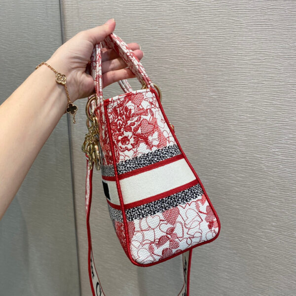 Christian Dior Medium Lady D-Lite Bag 24cm Red - Image 9