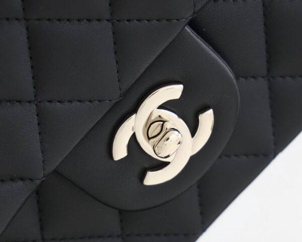 Chanel Mini Flapbag With Top Handle AS2431 20cm Black - Image 5