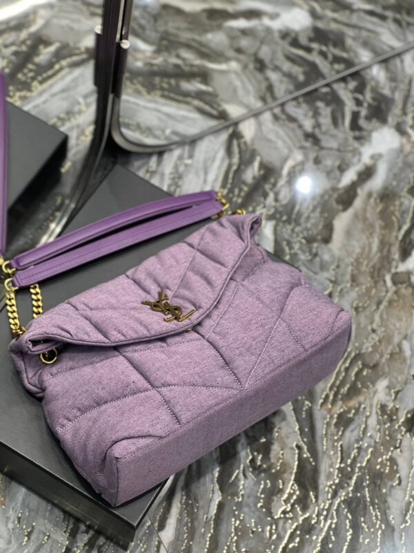 Saint Laurent Puffer Small Chain Bag In Denim 35cm - Image 6