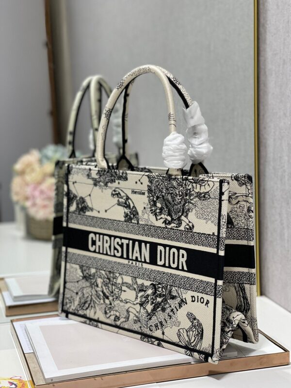 Christina Dior Medium Book Tote Bag 36cm Black/White - Image 6