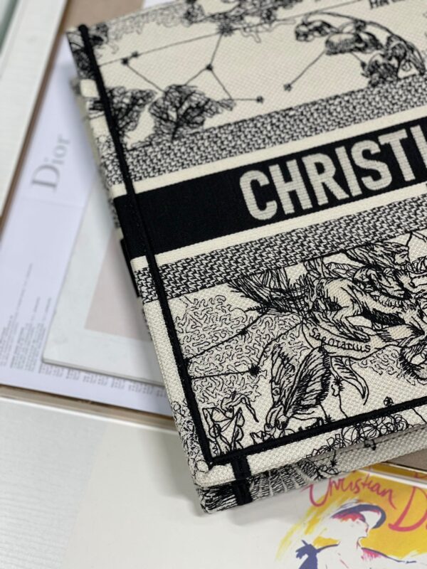 Christina Dior Medium Book Tote Bag 36cm Black/White - Image 7