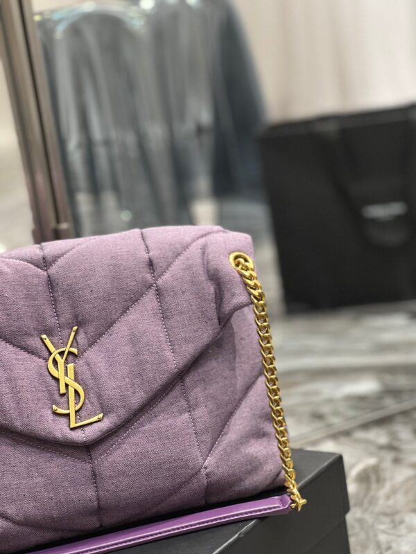 Saint Laurent Puffer Small Chain Bag In Denim 35cm - Image 5
