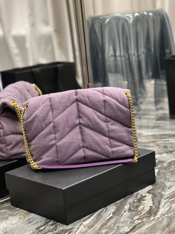 Saint Laurent Puffer Small Chain Bag In Denim 35cm - Image 4