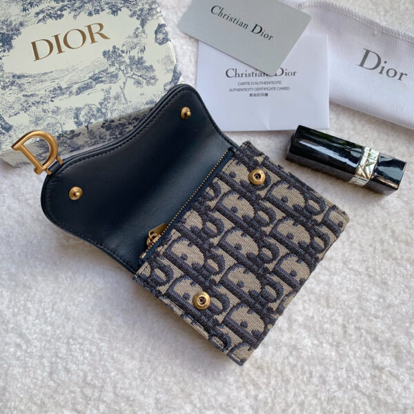 Christian Dior Saddle Flap Card Holder Black Wallet 11cm - Image 8