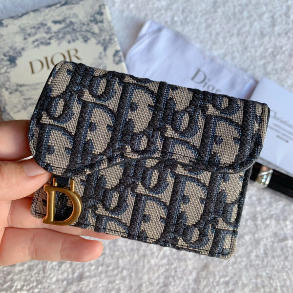 Christian Dior Saddle Flap Card Holder Black Wallet 11cm - Image 9