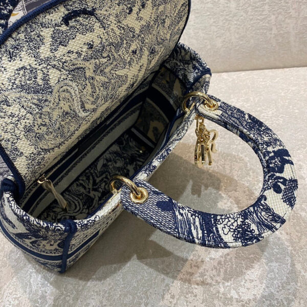 Christian Dior Medium Lady D-Lite Bag 24cm Blue - Image 8