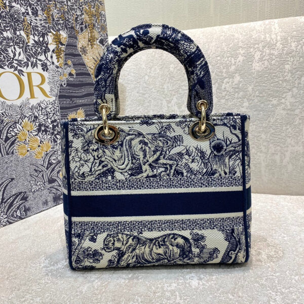 Christian Dior Medium Lady D-Lite Bag 24cm Blue - Image 9