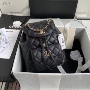 Chanel Duma Backpack 24cm Gold Hardware Caviar Leather Spring/Summer Collection Black