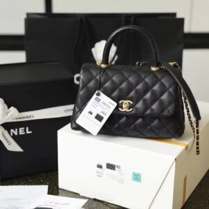 Chanel Coco Handle Quilted Lizard Handle Bag Caviar Leather Gold Hardware Spring/Summer Act 1 Collection 24cm Black