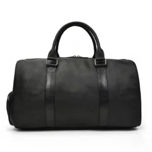 Classic Black Vintage Leather Duffle Bag
